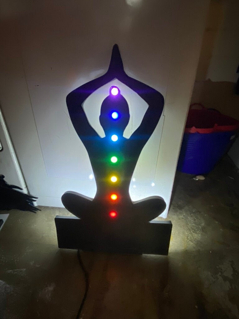 Meditating Sign Illuminated Sign Meditation 7 Chakra Spiritual Sign/ Home Decoration - Etsy