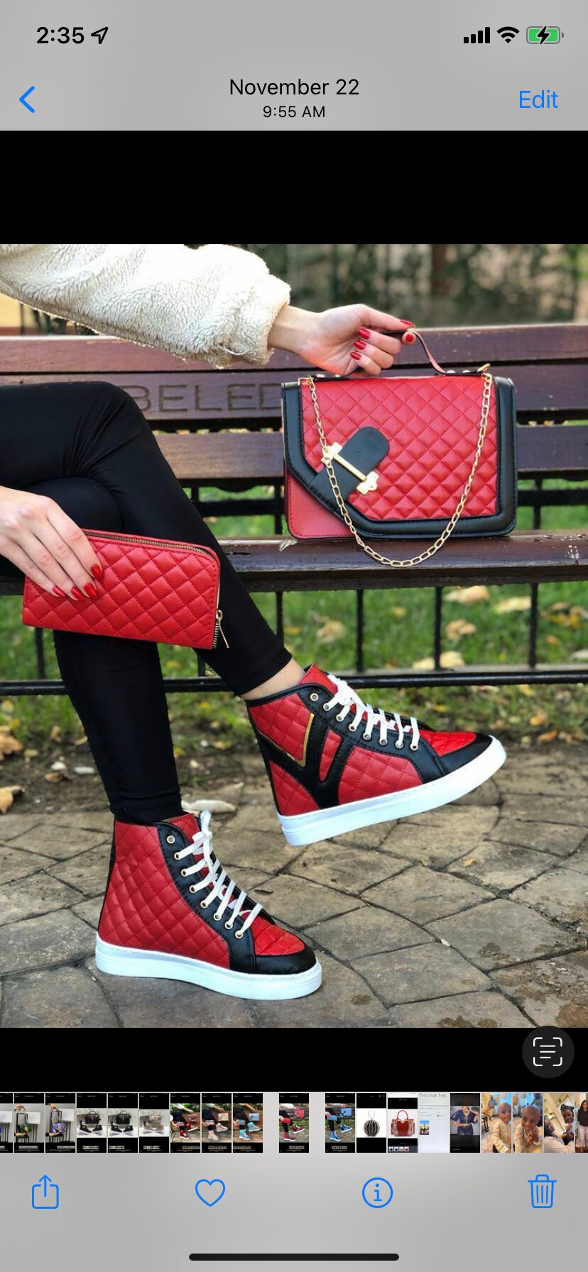 Matching Shoes and Bag Set Casual High Quality Red and White