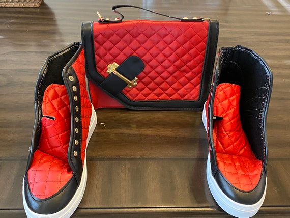 Red Sneakers and Bag Set with Matching Purse