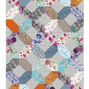 Foundation Paper Piecing PDF Template X-Block (Unit CM and INCH)