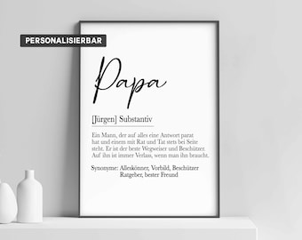 Definition PAPA | Poster | personalisiertes Bild Papa | Geschenk zum Geburtstag | Vatertag | Geschenk PAPA | Mama Poster | Eltern Geschenk