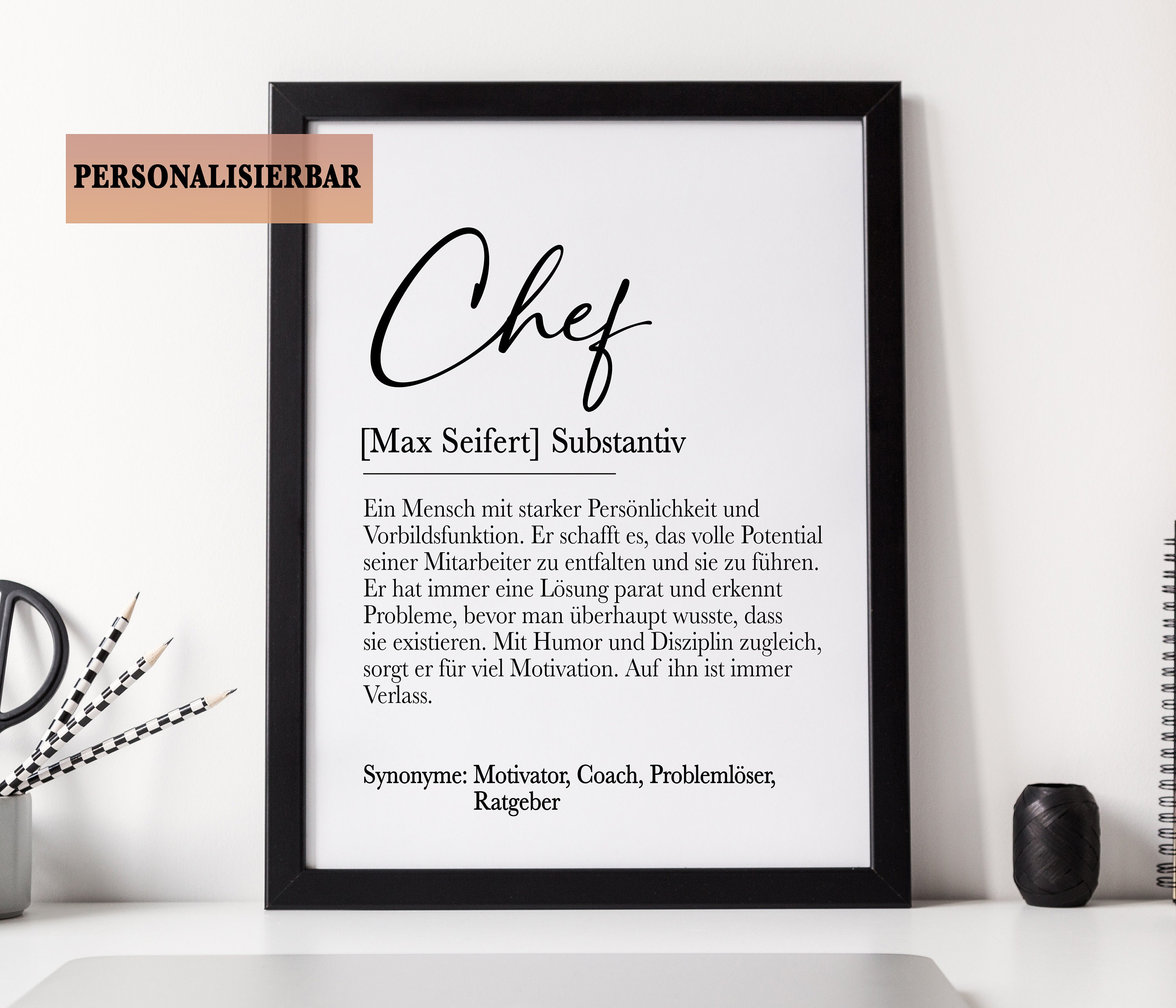 Definition CHEF Poster personalisiertes Bild Chef Geschenk zum