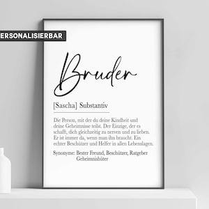 Definition BRUDER | Poster | personalized image Brother | Birthday gift | Sibling love | Gift PAPA | Map Brother