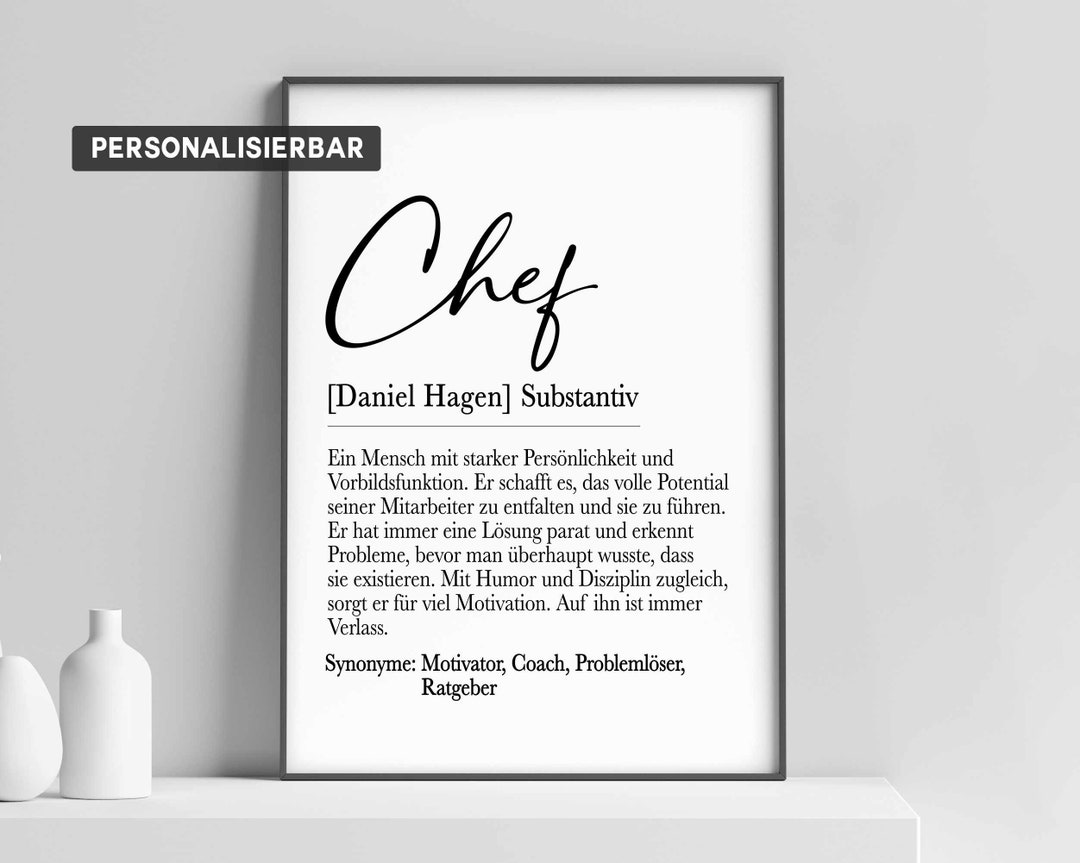Definition CHEF Poster personalisiertes Bild Chef Geschenk zum