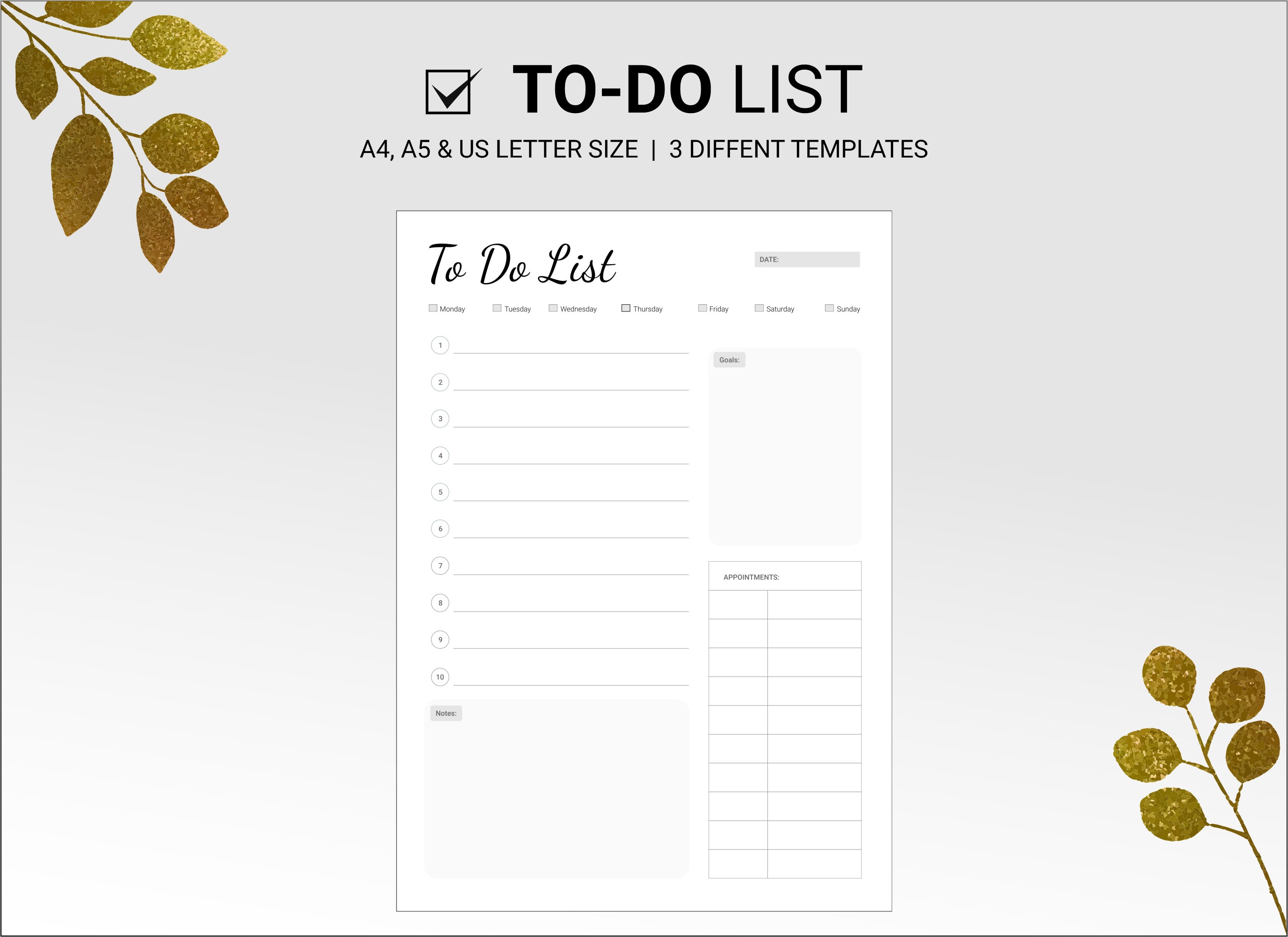 Minimalist to Do List | Printable | Digital | Instant Download | PDF ...