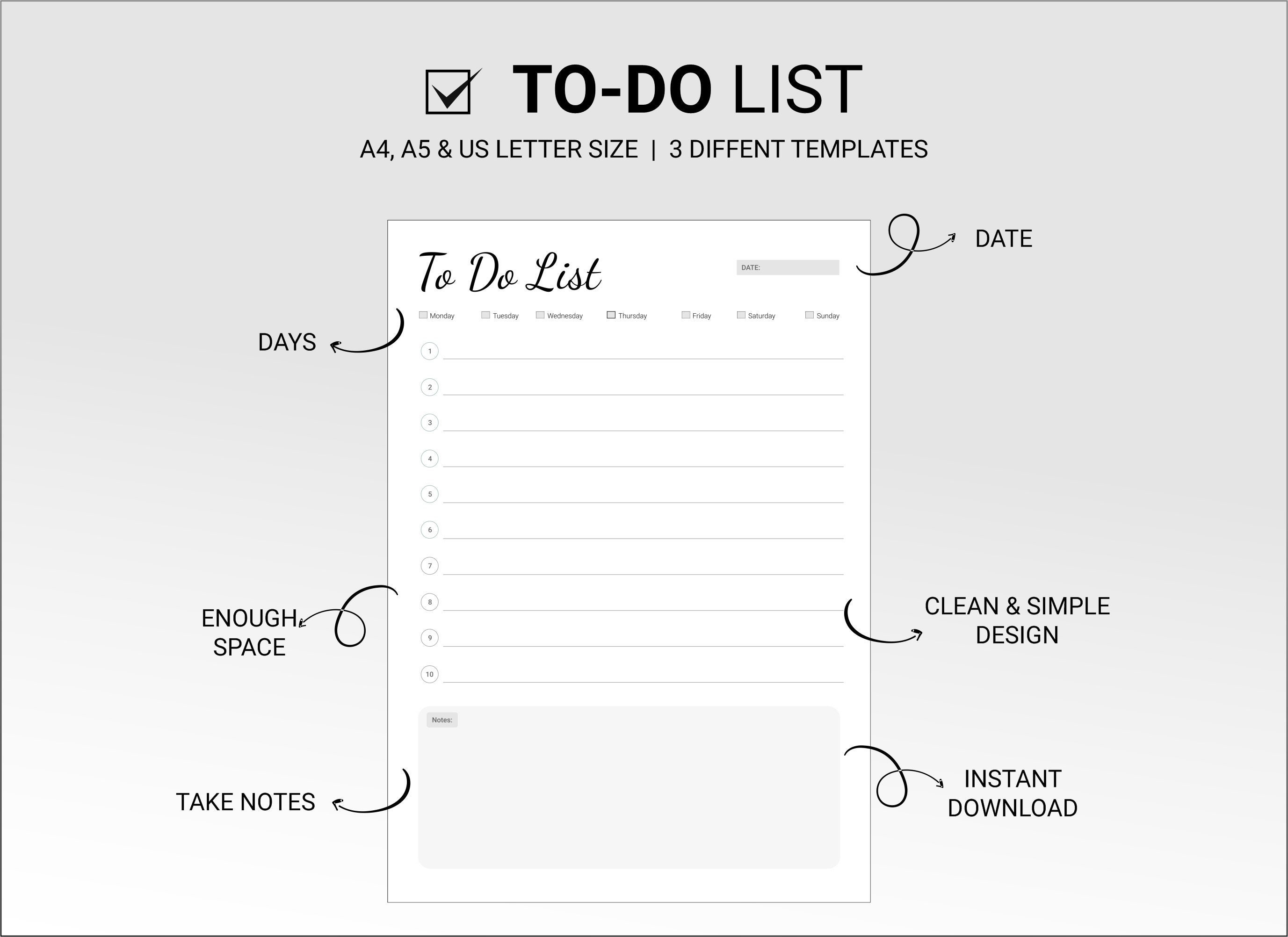Minimalist to Do List | Printable | Digital | Instant Download | PDF ...