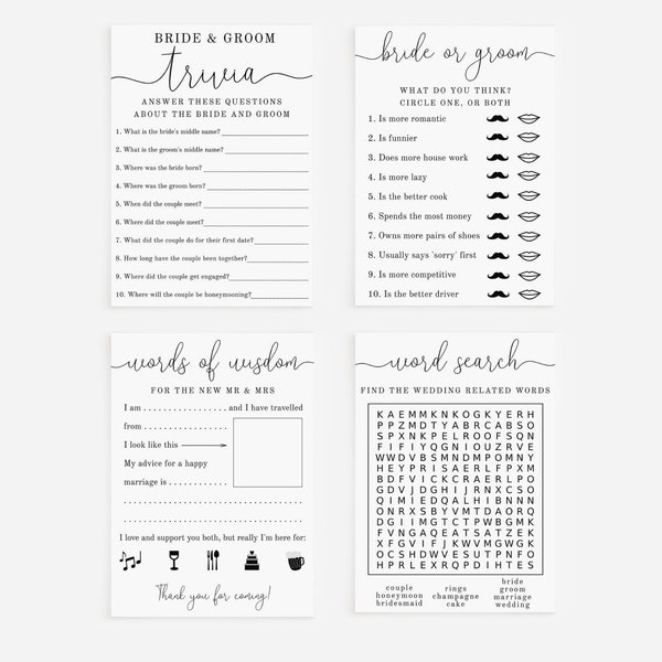Wedding Table Games | Wedding Guest Entertainment | Wedding Games | Fully Editable Template Instant Digital Download