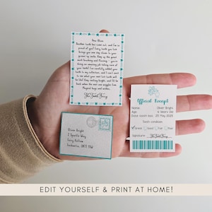 Kit del Hada de los Dientes / Carta de Recibo y Sobre con Sello de Lacre para Niños / Imprime en Casa / Plantilla Digital / Edita tu Mismo / Estrellas Azules
