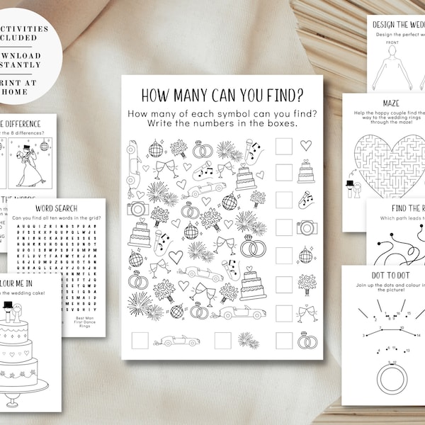 Children's Wedding Activities | Wedding Guest Entertainment | Printable Table Games | Activity Sheets | Instant Download | Print At Home