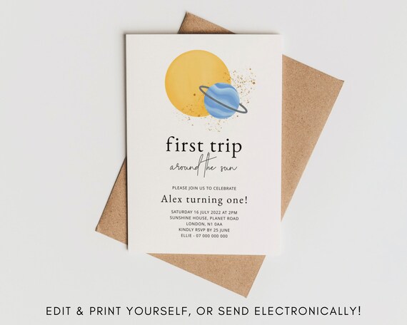 First Trip Around The Sun Invite: Blue Planet Birthday (Digital Evite)