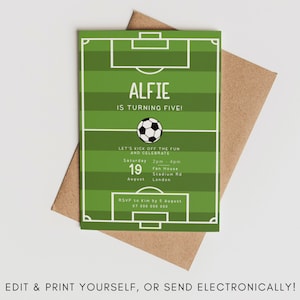 Football Birthday Party Invite | Football Pitch | Soccer | Edit Yourself | Instant Download | Print At Home | Digital Invite | Evite