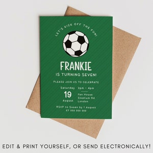 Football Invite | Soccer Birthday Party | Edit Yourself | Instant Download | Print At Home | Digital Invite | E-Invite Evite