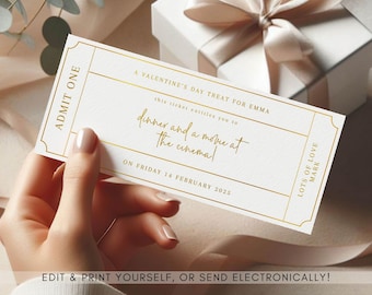 Editable Gift Ticket Template: Printable Birthday Voucher (7x3’’)