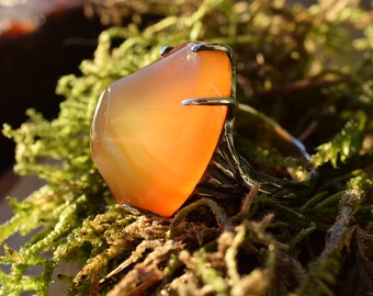 Carnelian Ring US 8 — Elven Gothic • Magic Protection Jewelry