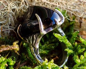 Witch Ring • Protection Jewelry • Black Quartz Talisman Style