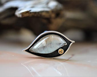 Natural Blue Topaz Silver Ring – Healing Stone Jewelry, Enchanting Elven Mystic Gift