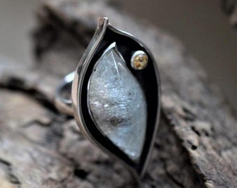 Citrine Topaz Double Stone Ring — eye form silver ring