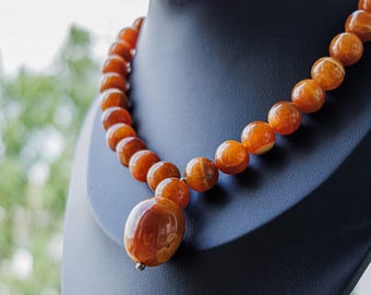 Orange Calcite Jewelry, Honey Calcite Necklace, Big Bold Chunky Necklaces, Simbircite
