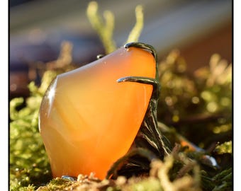 Sunstone Jewelry – Carnelian Ring • Orange Stone Accent • Organic Form Ring