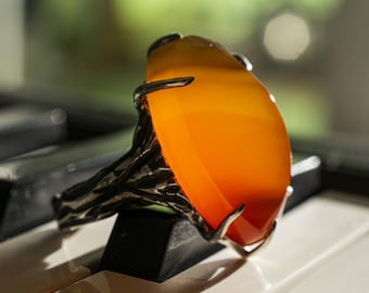 Carnelian Ring — Elven Forest • Gothic Fantasy Jewelry • Protection Amulet