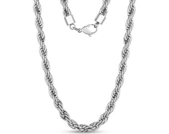 Kritz Chaîne Maille Corde Torsadée Fine 2 mm Acier plaqué Argent I Chaîne Femme Homme élégante Unisexe Longueur 40 45 50 Cm - Bijoux Cadeau