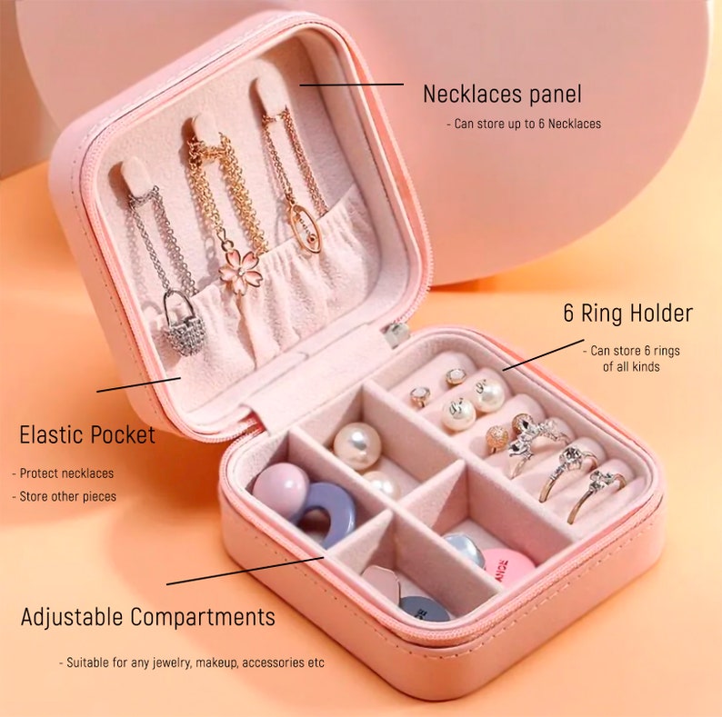 Women's Jewelry Box for Necklaces, Rings, Earrings, Practical Jewelry and Accessories Organizer, Ideal Travel Storage image 6