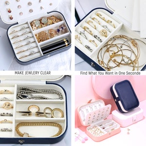 Damen-Schmuckkästchen für Halsketten, Ringe, Ohrringe, praktischer Organizer für Schmuck und Accessoires, ideale Aufbewahrung für unterwegs Bild 5