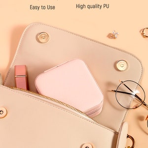 Damen-Schmuckkästchen für Halsketten, Ringe, Ohrringe, praktischer Organizer für Schmuck und Accessoires, ideale Aufbewahrung für unterwegs Bild 7