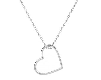 Silver-plated Heart Necklace for Women - Minimalist Love Heart Pendant Adjustable Length 42 + 5 Cm