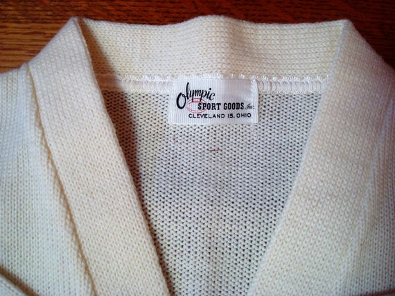 Vintage College Varsity Letterman Wool Cream Colo… - image 3