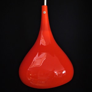 Vintage MCM Orange Glass Ceiling Pendant Light Fixture Made in Sweden, ca. 1960&#39;s