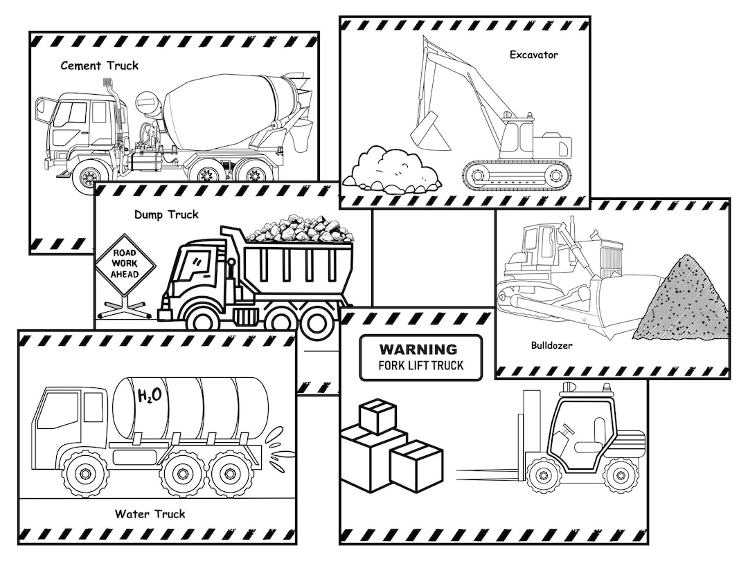 Construction Truck Coloring Pages - Etsy