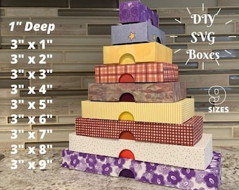 Caja personalizada de 3 ", Cajas de bricolaje, Plantilla de caja, Plantilla de caja de regalo SVG, Caja de regalo pequeña, Caja de regalo de joyería, Caja de favor de boda, Caja de San Valentín