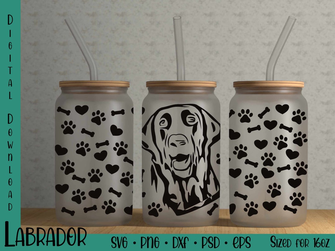 Labrador Libbey Glass Template, 16oz Glass Tumbler Wrap, Labrador Gifts