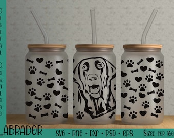 Labrador Libbey Glass Template, 16oz Glass Tumbler Wrap, Labrador Gifts, Gift for Labrador Lover, Labrador Retriever Accessories, Retriever