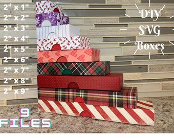 Caja personalizada de 2 ", Cajas de bricolaje, Plantilla de caja, Plantilla de caja de regalo SVG, Caja de regalo pequeña, Caja de regalo de joyería, Caja de favor de boda, Caja de San Valentín