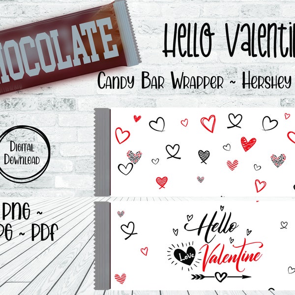 Hello Valentine Chocolate Candy Bar Wrap, Teacher Valentine Thank You Gift, Chocolate Candy Bar Wrapper, Teacher Appreciation Gift