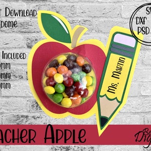 Apple Candy Dome SVG, Teacher Candy Dome PNG, Teacher Appreciation Gift, Thank You gift for Teacher, Paper Ornament Digital, 100 Days of