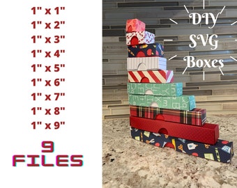 Caja personalizada de 1 ", cajas de bricolaje, plantilla de caja, plantilla de caja de regalo SVG, caja de regalo pequeña, caja de regalo de joyería, caja de favores de boda, plantilla de caja de bolígrafos