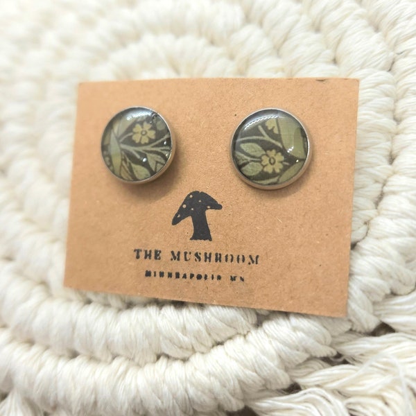 Garden After Dark Stud Earrings, Woodland Cottagecore Fairy Faerie The Mushroom Best Seller