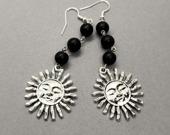 Large Back to the 90s Celestial Sun Earrings, Mystical Spiritual Trendy