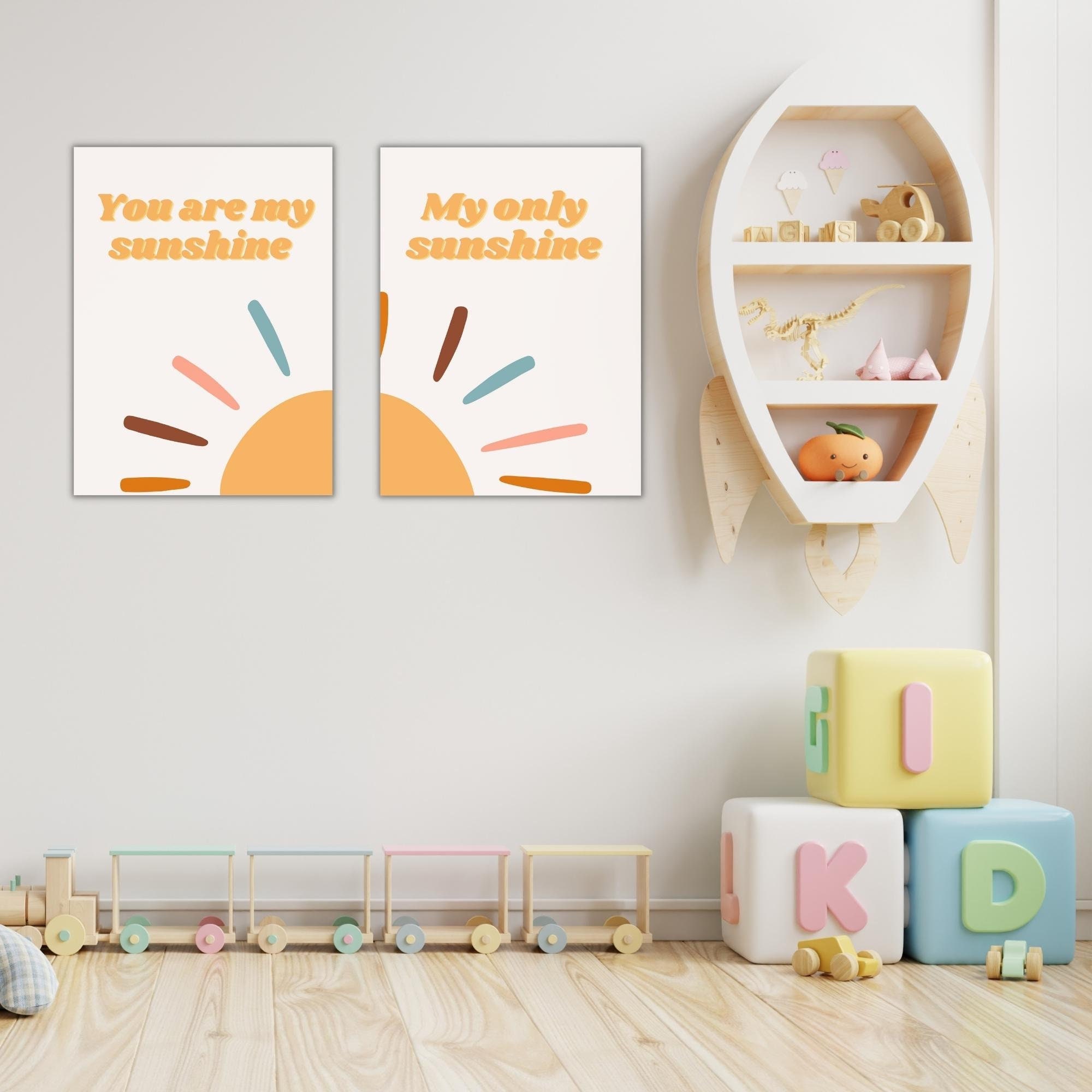 NURSERY PRINTS ,Set of 2 Boho Prints, Boho Nursery, Sun Boho Prints, Gallery Wall Prints, you are my sunshine, Boho Wall Art, nature