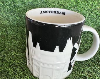 Starbucks Mug Relief Series Collection: Amsterdam -NEW-Black White-FREE SHIPPING