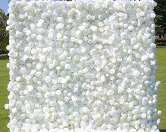 US Seller---5D Rose Flower Wall 8*8ft- Flower Wall Rolling Up Curtain Wall, Fabric Flower Wall, Wedding Party Photo Backdrop