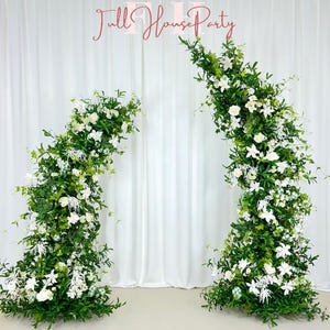 Greenery Eucalyptus White Rose Flower Archway, Wedding Backdrop Flower Archway, Wedding Flower Arrangement, Stage Outdoor Party, Event Decor