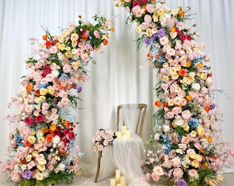 Envíos desde EE. UU. / Decoración de arco de boda inspirada en flores silvestres, flores artificiales de cuerno de toro con forma de rosa, arreglo floral para eventos