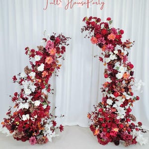 U.S. Local Stock-Burgundy Rose Wedding Spring and Summer Wedding Arch Décor.Wedding Archway Artificial Rose Archway,Flower Row Arrrangement