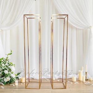 2 Piece  - 6.5ft Square Gold-Plated Floral Background Stand, Wedding Arch, Background Frame, Bridal Wedding Background