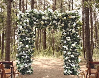 50% Off | Ships from Houston/H8.53xW8Ft Forest-Inspired Artificial Rose & Greenery Wedding Arch, Rollable Flower Arch Backdrop for Party