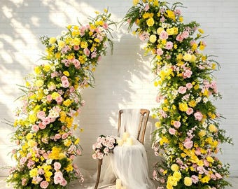 50% Off / Ships from Houston / Wildflower Wedding Arch Flowers, Wild Meadow Floral Arrangement, Artificial Wedding Arch Decor,